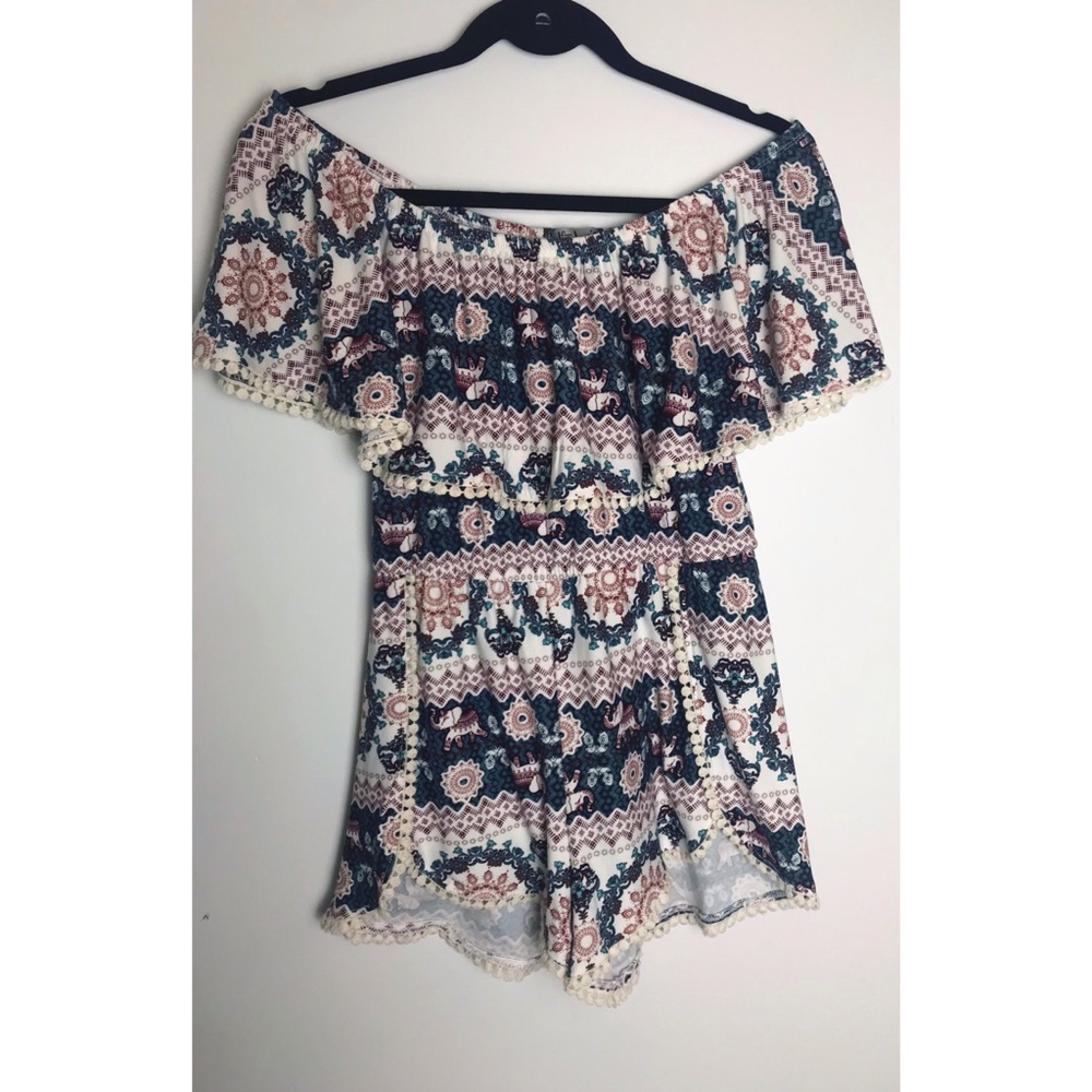 Colorful Elephant Print Romper